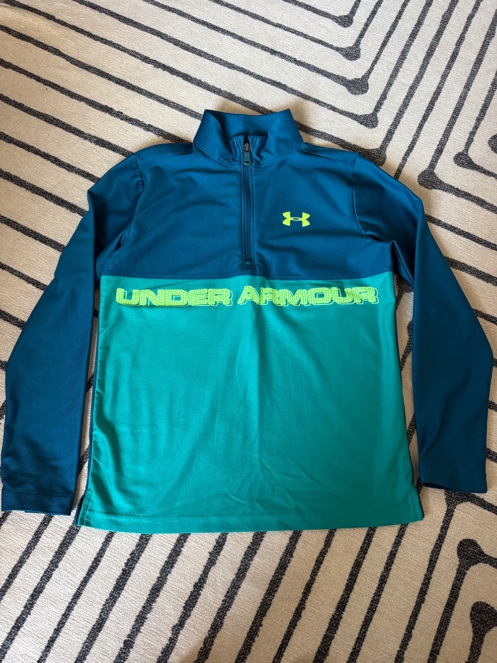 Under Armour HeatGear Teal & Navy Quarter-Zip Pullover with Neon Logo